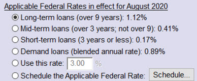 Applicable Federal Rates in effect for August 2020 image